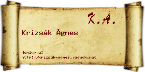 Krizsák Ágnes névjegykártya