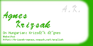 agnes krizsak business card